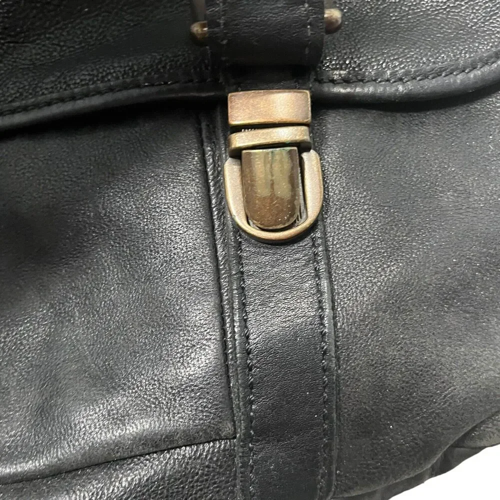 Fossil Messenger Bag Briefcase Attache Case Black Unisex ( Men's) Estate Retro